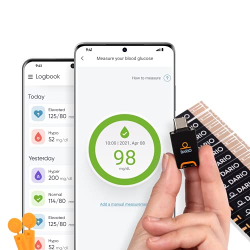 DARIO Blood Glucose Monitor Kit Test Your Blood Sugar Levels and Estimate A1c...