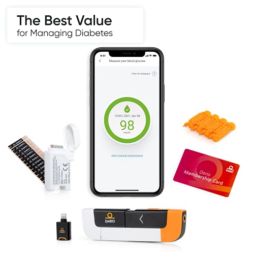 Dario Value Pack Kit - Blood Glucose Monitoring Set. Test Your Blood Sugar On...