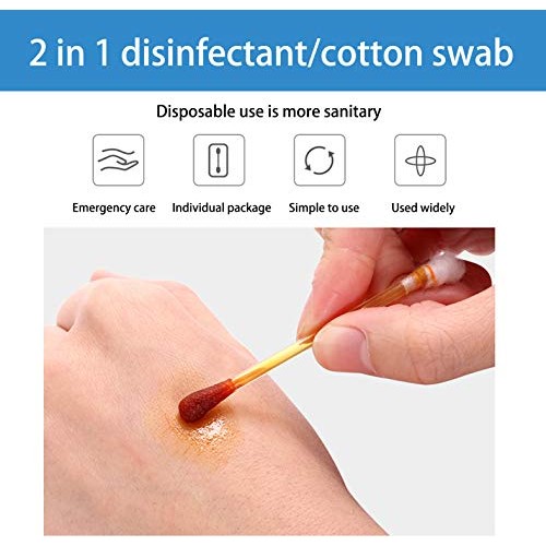 100 Disposable Iodophor Swabs Outdoor Supplies Medical Cotton Swabs Iodine In...