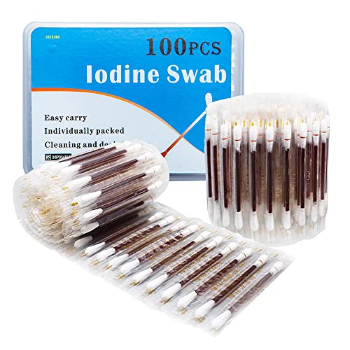100 Disposable Iodophor Swabs Outdoor Supplies Medical Cotton Swabs Iodine In...