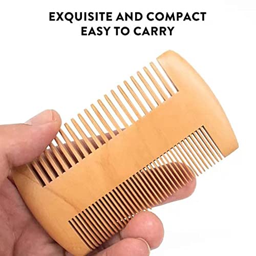 Beard Brush & Comb Set for Men | Pocket Sized Comb | Anti-Static Wooden Musta...