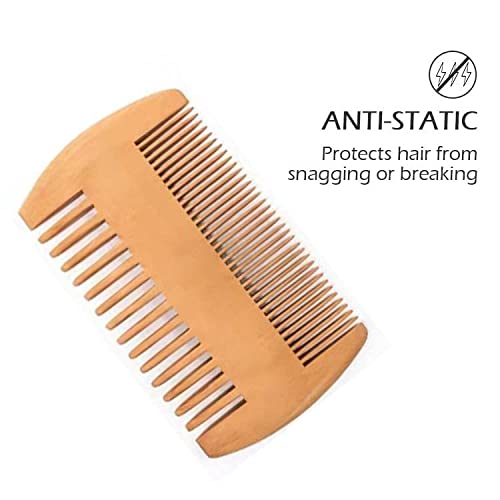 Beard Brush & Comb Set for Men | Pocket Sized Comb | Anti-Static Wooden Musta...