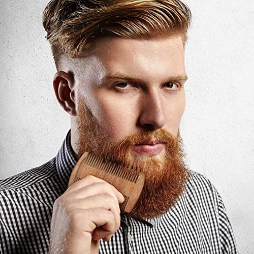 Beard Brush & Comb Set for Men | Pocket Sized Comb | Anti-Static Wooden Musta...