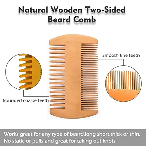 Beard Brush & Comb Set for Men | Pocket Sized Comb | Anti-Static Wooden Musta...