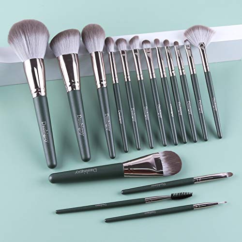 Makeup Brushes, Daubigny 16Pcs Complete Green Premium Synthetic Makeup Brush ...