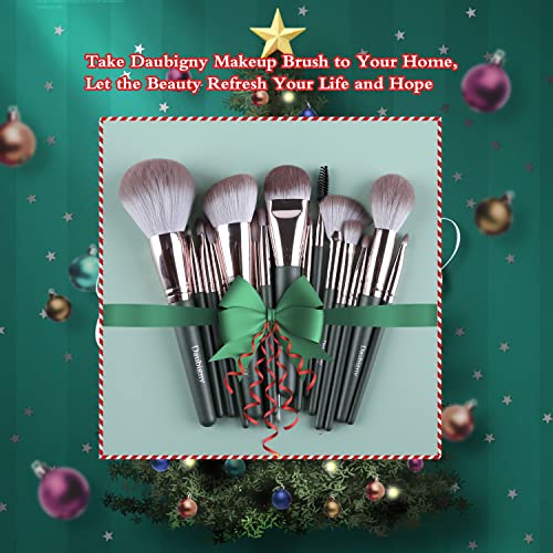 Makeup Brushes, Daubigny 16Pcs Complete Green Premium Synthetic Makeup Brush ...