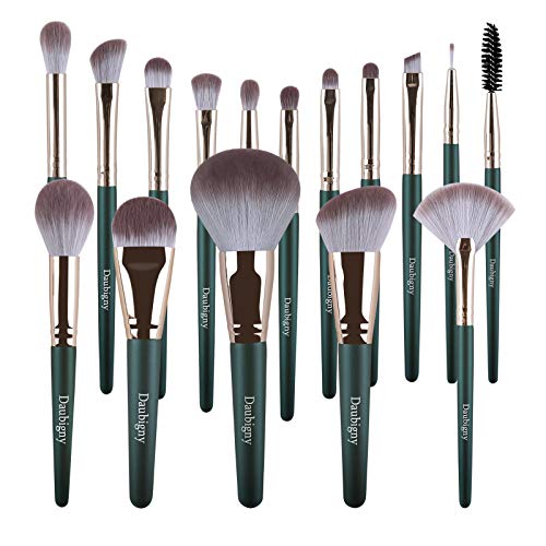 Makeup Brushes, Daubigny 16Pcs Complete Green Premium Synthetic Makeup Brush ...