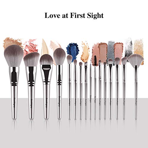 Makeup Brushes,Daubigny 16Pcs Silver Premium Synthetic Makeup Brush Set with ...