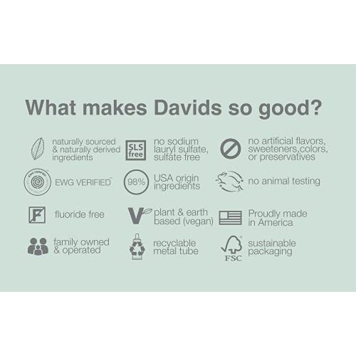 Davids Natural Whitening Toothpaste, Antiplaque, Fluoride Free, SLS Free, Pep...