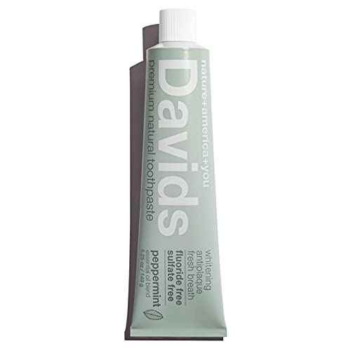 Davids Natural Whitening Toothpaste, Antiplaque, Fluoride Free, SLS Free, Pep...