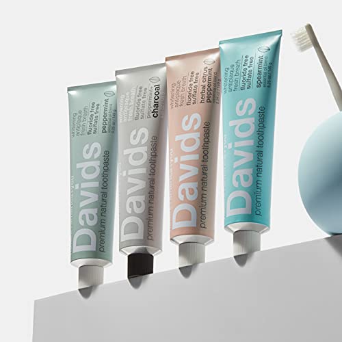 Davids Natural Whitening Toothpaste, Antiplaque, Fluoride Free, SLS Free, Pep...
