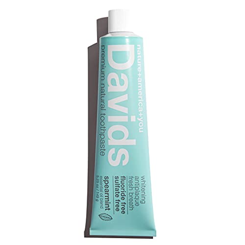 Davids Natural Whitening Toothpaste, Spearmint, Antiplaque, Fluoride Free, SL...