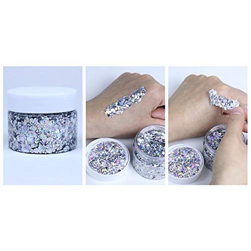 DAWILS Peel Off Chunky Glitter Gel Face Makeup Holographic Chunky Glitter Bod...