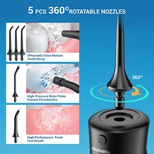 Professional Cordless Water Dental Flosser - DayAndNai Portable Waterproof Te...