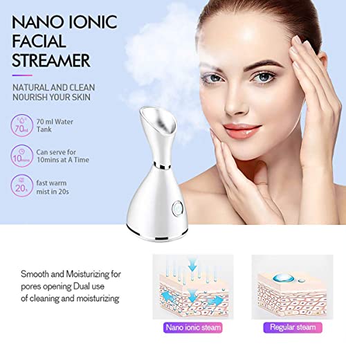 DayFancy Ionic Facial Steamer Warm Mist Nano Spray Moisturizing and Pore Clea...
