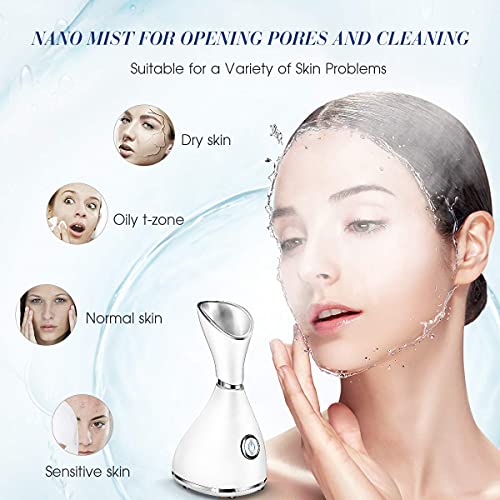 DayFancy Ionic Facial Steamer Warm Mist Nano Spray Moisturizing and Pore Clea...
