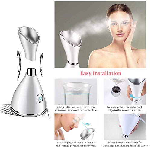 DayFancy Ionic Facial Steamer Warm Mist Nano Spray Moisturizing and Pore Clea...