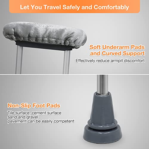 1 Pair Universal Crutches for Adults and Teenager, Adjustable Height for 4'7"...