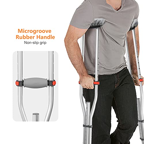 1 Pair Universal Crutches for Adults and Teenager, Adjustable Height for 4'7"...