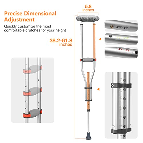 1 Pair Universal Crutches for Adults and Teenager, Adjustable Height for 4'7"...