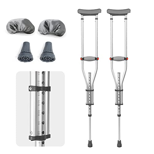 1 Pair Universal Crutches for Adults and Teenager, Adjustable Height for 4'7"...