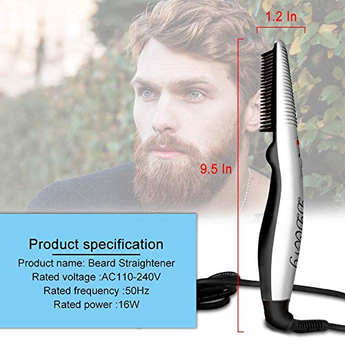 Beard Straightener Comb for Men,Hair Hot Comb,Quick Electric Heated Beard Bru...
