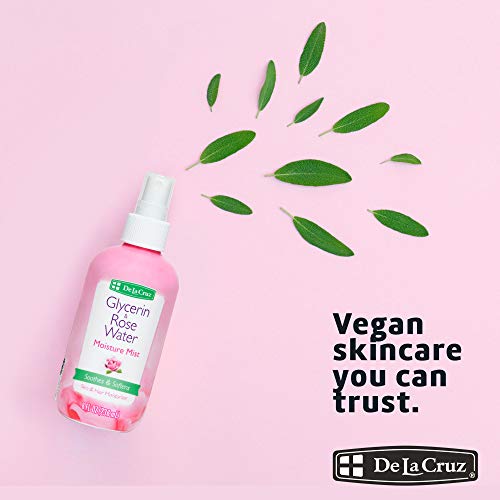 De La Cruz Rose Water and Glycerin Spray for Face - Rosewater Facial Toner an...