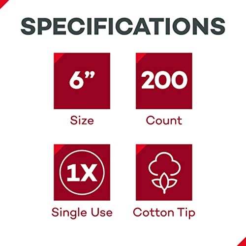 Dealmed 6" Cotton-Tipped Wood Applicators – 200 Sterile Cotton-Tipped Applica...