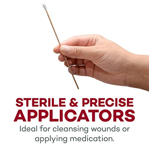 Dealmed 6" Cotton-Tipped Wood Applicators – 200 Sterile Cotton-Tipped Applica...
