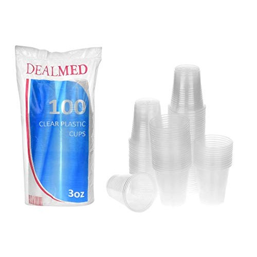 Dealmed Disposable Plastic Cups – 100 Clear Cups, 3 oz Disposable Cups, 100% ...