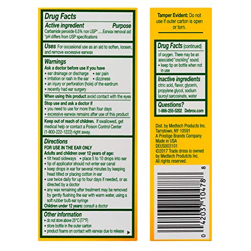 Debrox Earwax Removal Aid, 0.5 oz Earwax Removal Drops