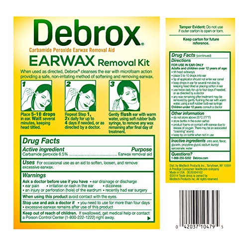 Debrox Earwax Removal Kit, Includes Drops and Ear Syringe Bulb, 0.5 Oz