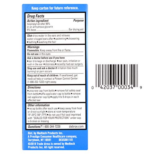 Debrox Swimmer's Ear Drying Drops for Adults & Kids, 0.5 fl oz