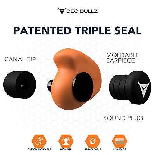Decibullz - Custom Molded Earplugs, 31dB Highest NRR, Comfortable Hearing Pro...