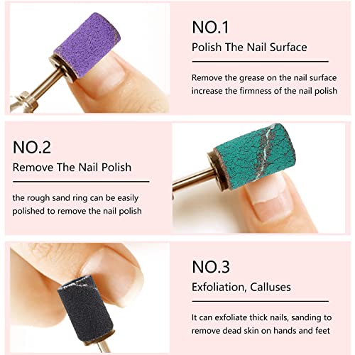 200 Pcs Nail Sanding Bands for Nail Drill Bits, Sanding Drums with 2 Pcs Nail...