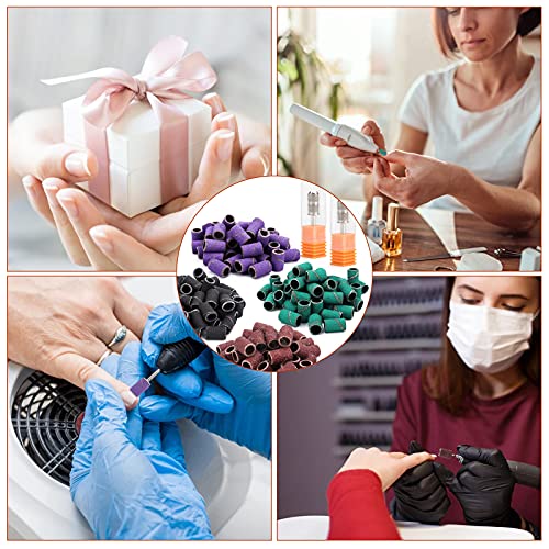 200 Pcs Nail Sanding Bands for Nail Drill Bits, Sanding Drums with 2 Pcs Nail...