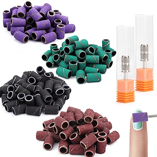 200 Pcs Nail Sanding Bands for Nail Drill Bits, Sanding Drums with 2 Pcs Nail...