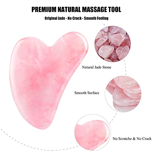Deciniee Gua Sha Massage Tool, Natural Rose Quartz Guasha Tool for Face, Body...