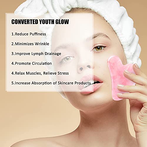 Deciniee Gua Sha Massage Tool, Natural Rose Quartz Guasha Tool for Face, Body...