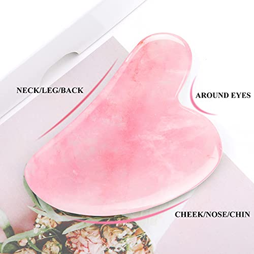 Deciniee Gua Sha Massage Tool, Natural Rose Quartz Guasha Tool for Face, Body...