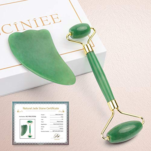 Deciniee Jade Roller for Face - 100% Real Natural Jade Face Roller and Gua Sh...