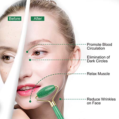 Deciniee Jade Roller for Face - 100% Real Natural Jade Face Roller and Gua Sh...