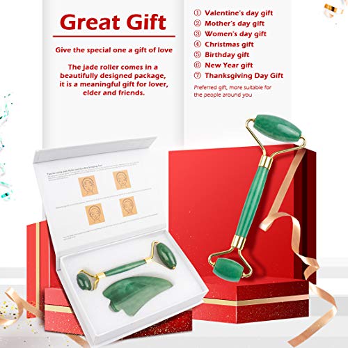 Deciniee Jade Roller for Face - 100% Real Natural Jade Face Roller and Gua Sh...