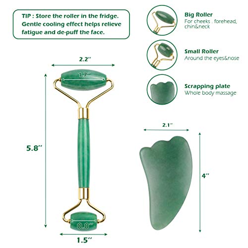 Deciniee Jade Roller for Face - 100% Real Natural Jade Face Roller and Gua Sh...