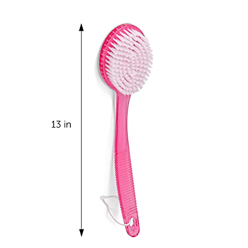DecorRack Bath Brush with Bristles, Long Handle for Exfoliating Back, Body, a...