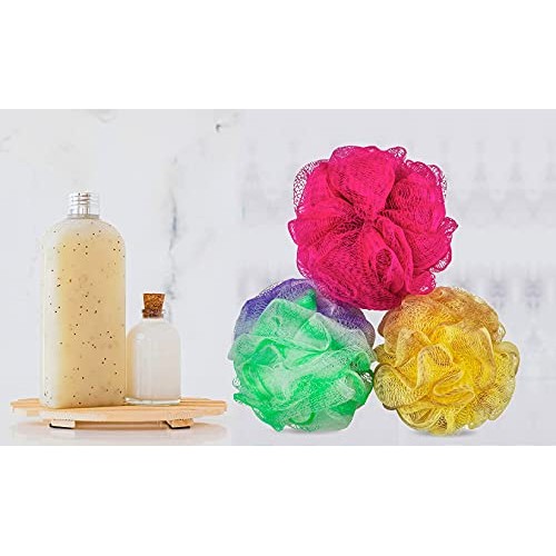 DecorRack Bath Shower Loofahs, Soft Mesh Pouf Body Bathing Sponge Loofah Scru...