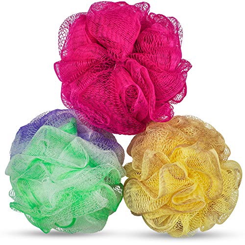 DecorRack Bath Shower Loofahs, Soft Mesh Pouf Body Bathing Sponge Loofah Scru...