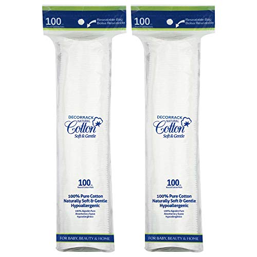 DecorRack Cotton Rounds, 200 Count Makeup Remover and Facial Cleansing Round ...