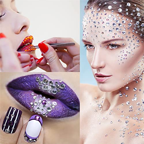 12 Sheets Face Jewels Adhesive Rhinestones Crystal Stickers+15g Chunky And Fi...