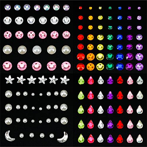12 Sheets Face Jewels Adhesive Rhinestones Crystal Stickers+15g Chunky And Fi...